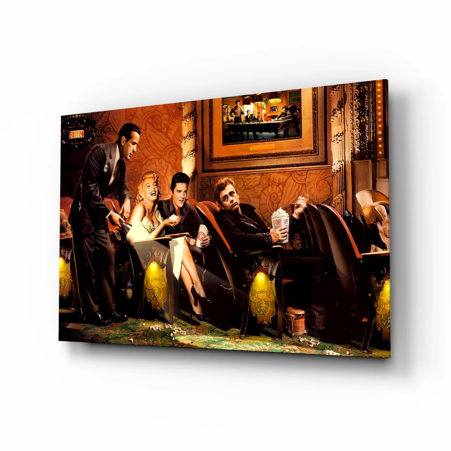 Retro Icons at the Cinema Glass Wall Art