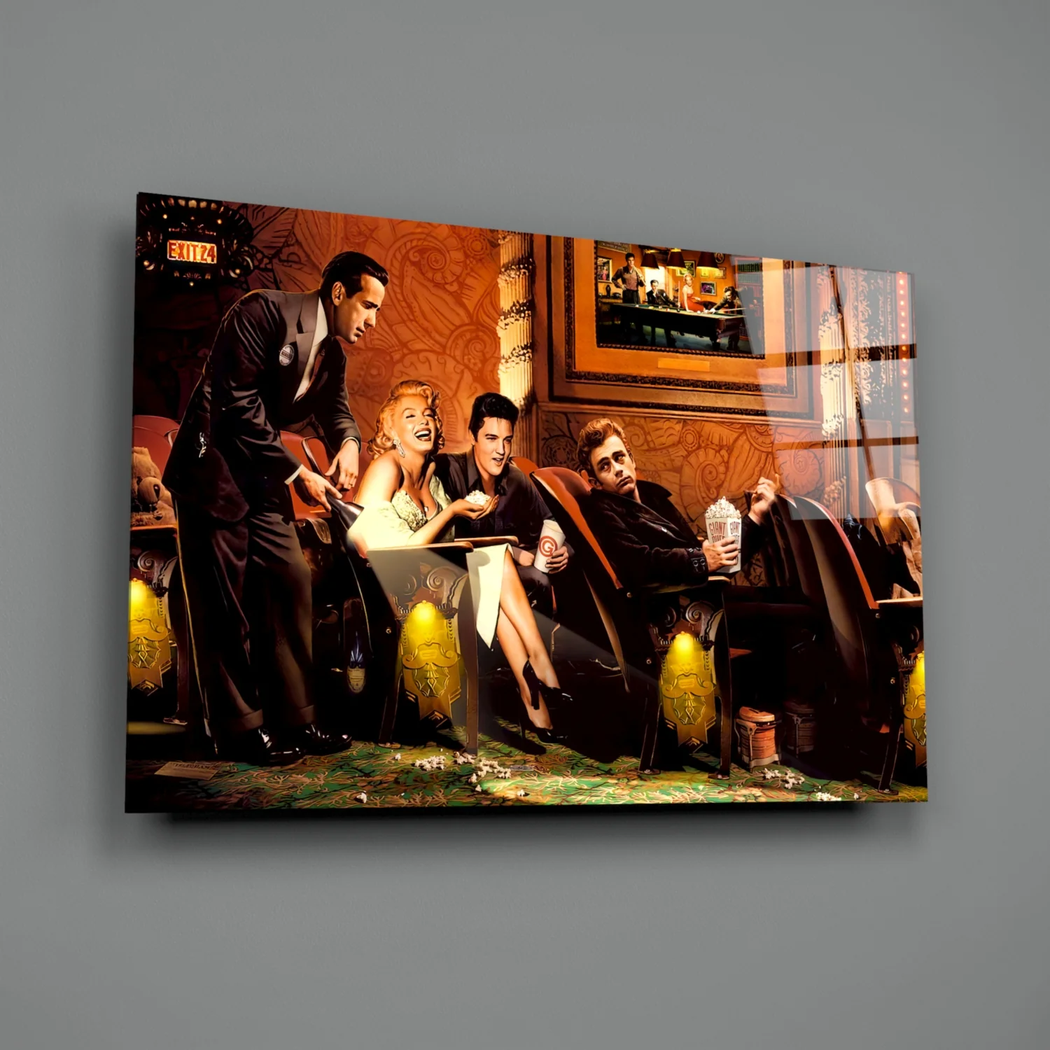 Retro Icons at the Cinema Glass Wall Art - Image 2