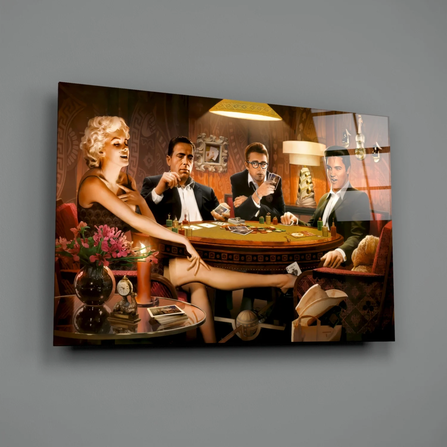 Retro Icons Poker Night Glass Wall Art - Image 2