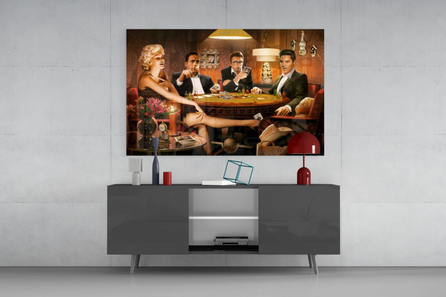 Retro Icons Poker Night Glass Wall Art - Image 8