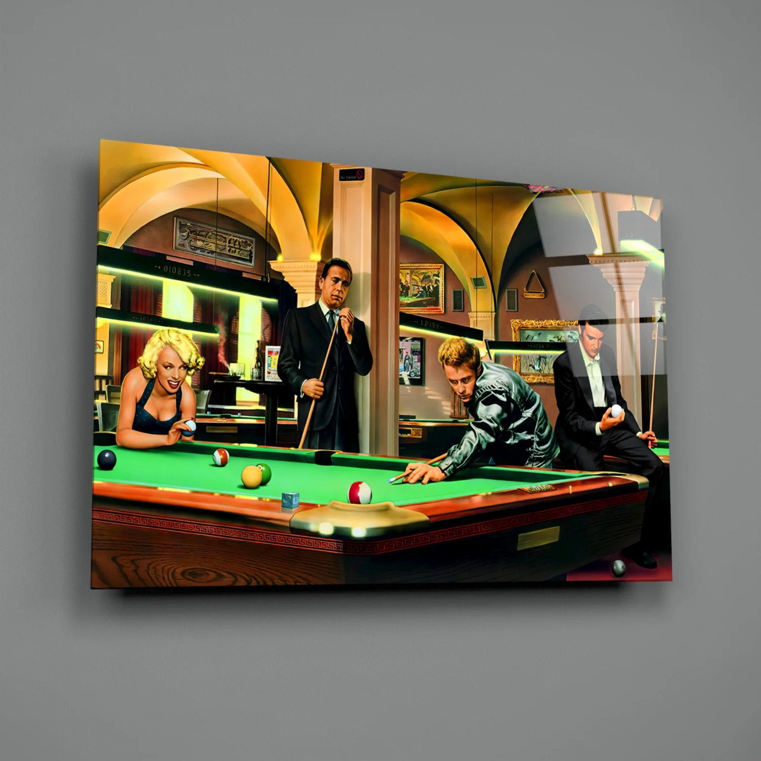 Retro Icons at the Pool Hall Glass Wall Art - Image 2