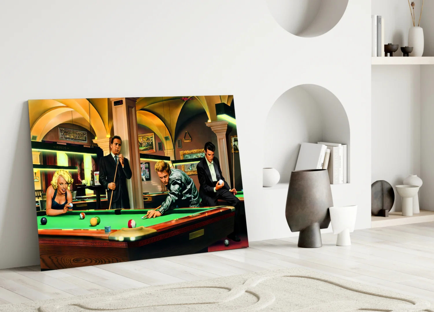 Retro Icons at the Pool Hall Glass Wall Art - Image 3