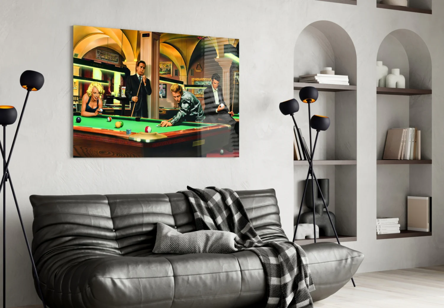 Retro Icons at the Pool Hall Glass Wall Art - Image 4