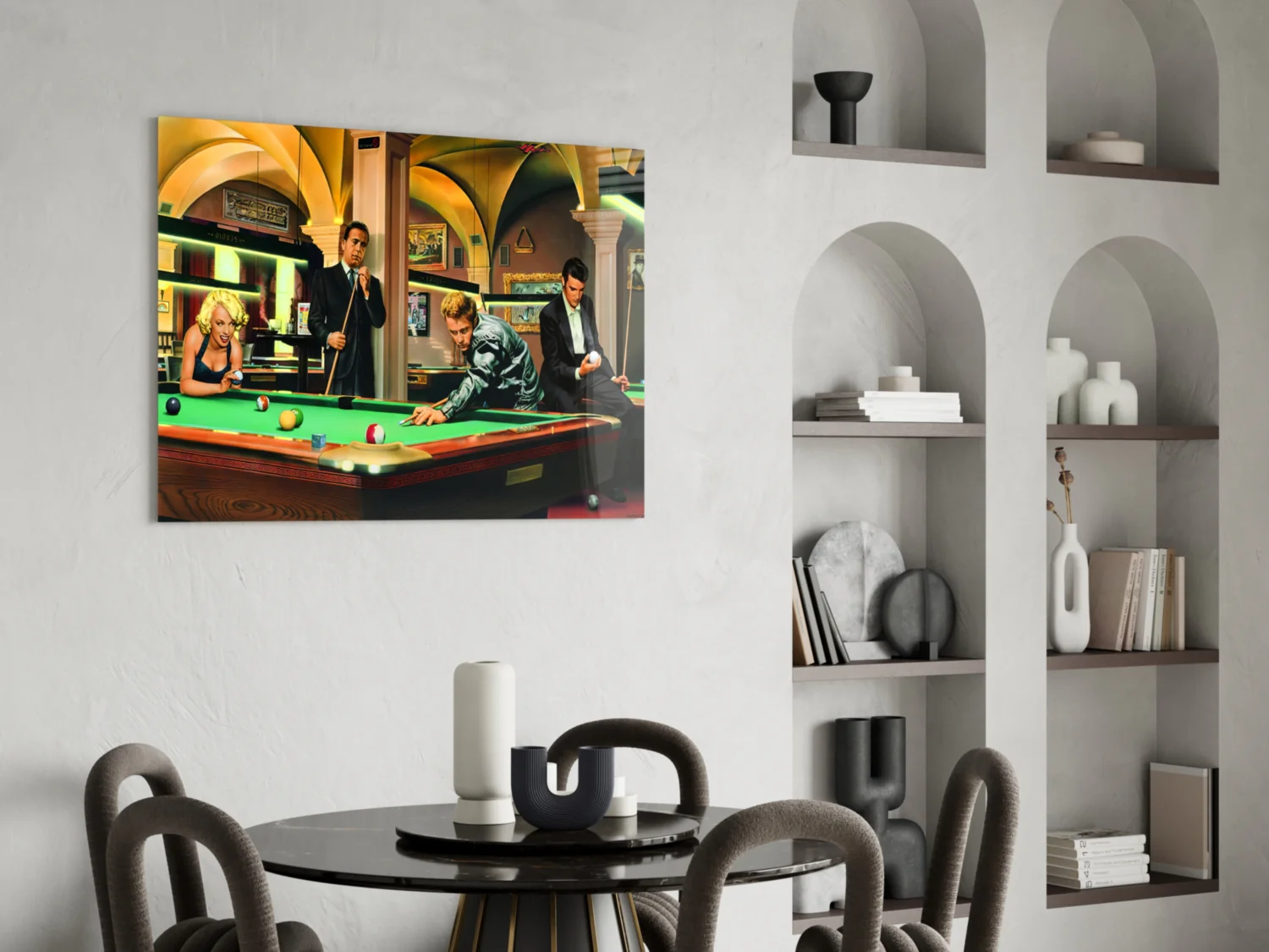 Retro Icons at the Pool Hall Glass Wall Art - Image 5
