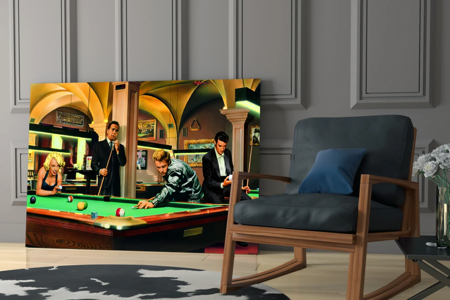 Retro Icons at the Pool Hall Glass Wall Art - Image 6