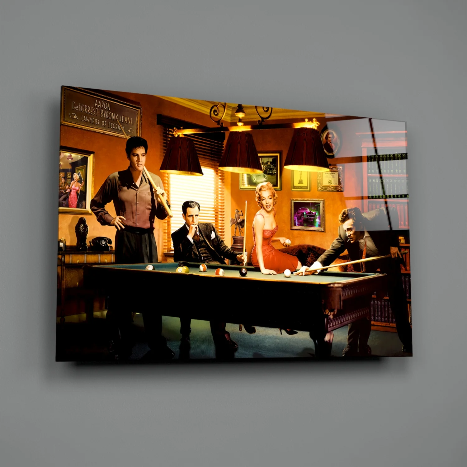 Retro Icons at the Pool Hall V2 Glass Wall Art - Image 2