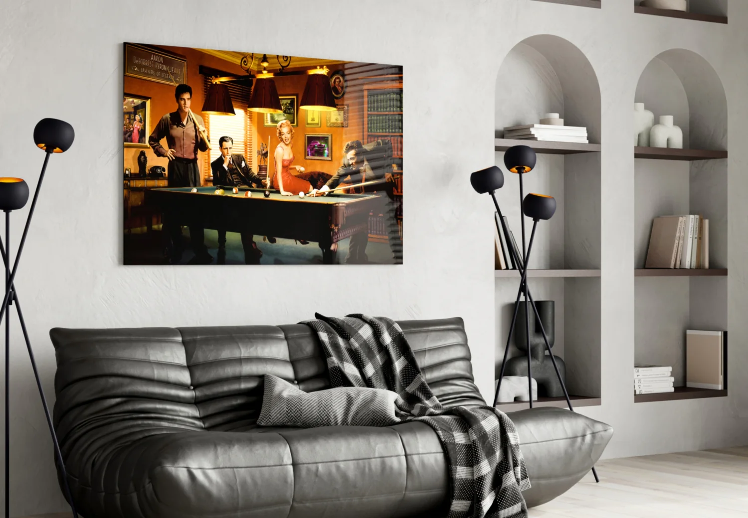 Retro Icons at the Pool Hall V2 Glass Wall Art - Image 4