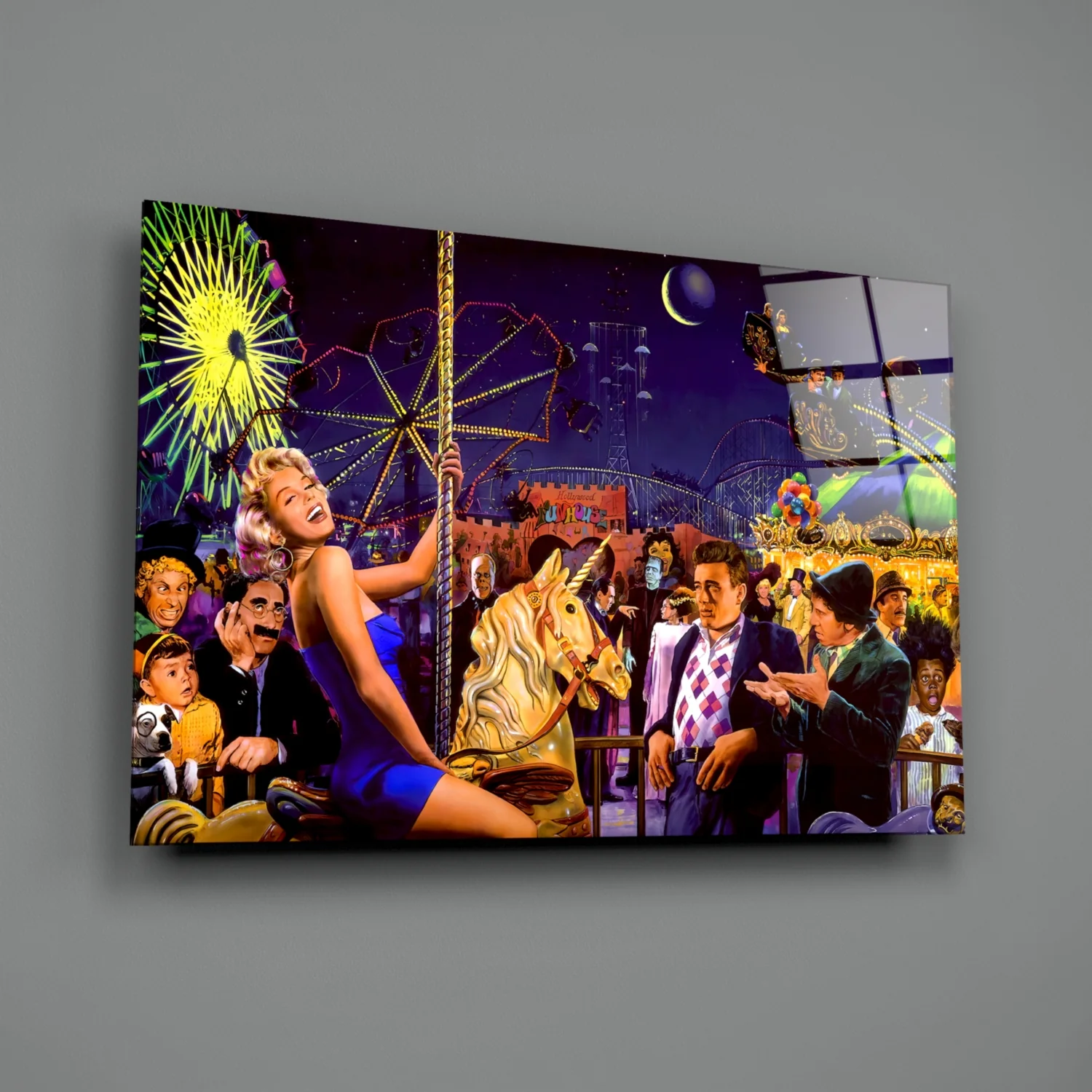 Retro Icons at the Theme Park Glass Wall Art - Image 2
