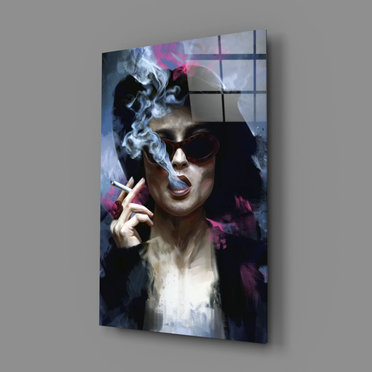 Smoking Rebel Muse Glass Wall Art - Image 2