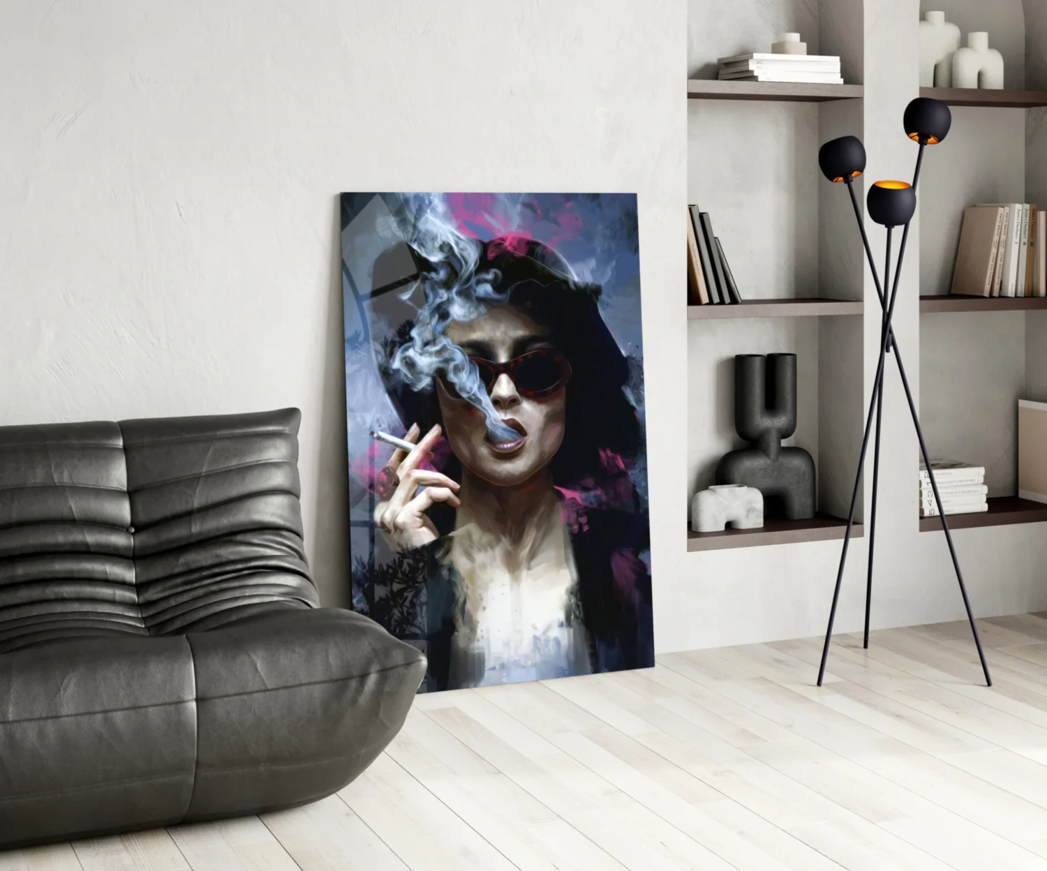 Smoking Rebel Muse Glass Wall Art - Image 5