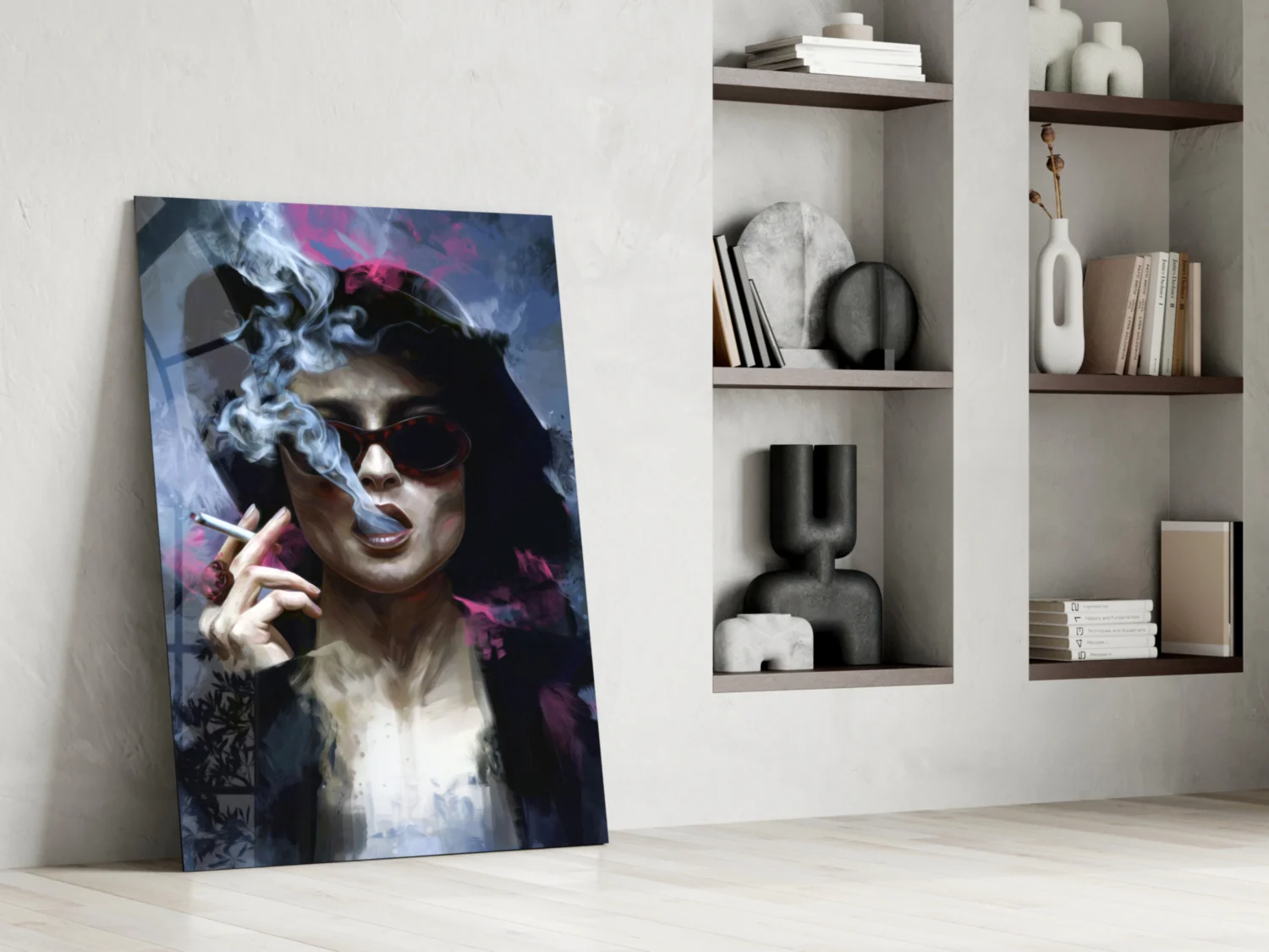 Smoking Rebel Muse Glass Wall Art - Image 6