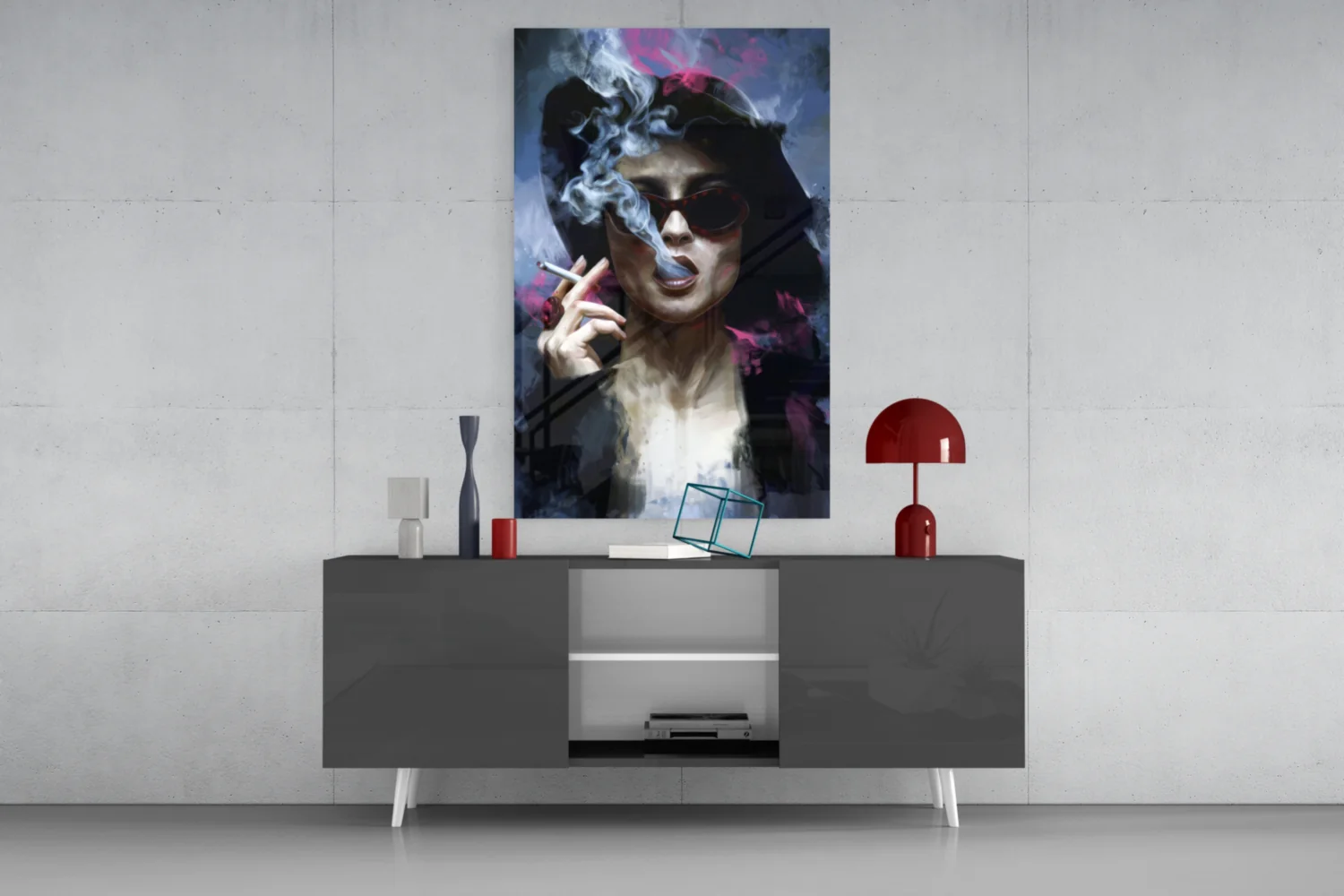 Smoking Rebel Muse Glass Wall Art - Image 8