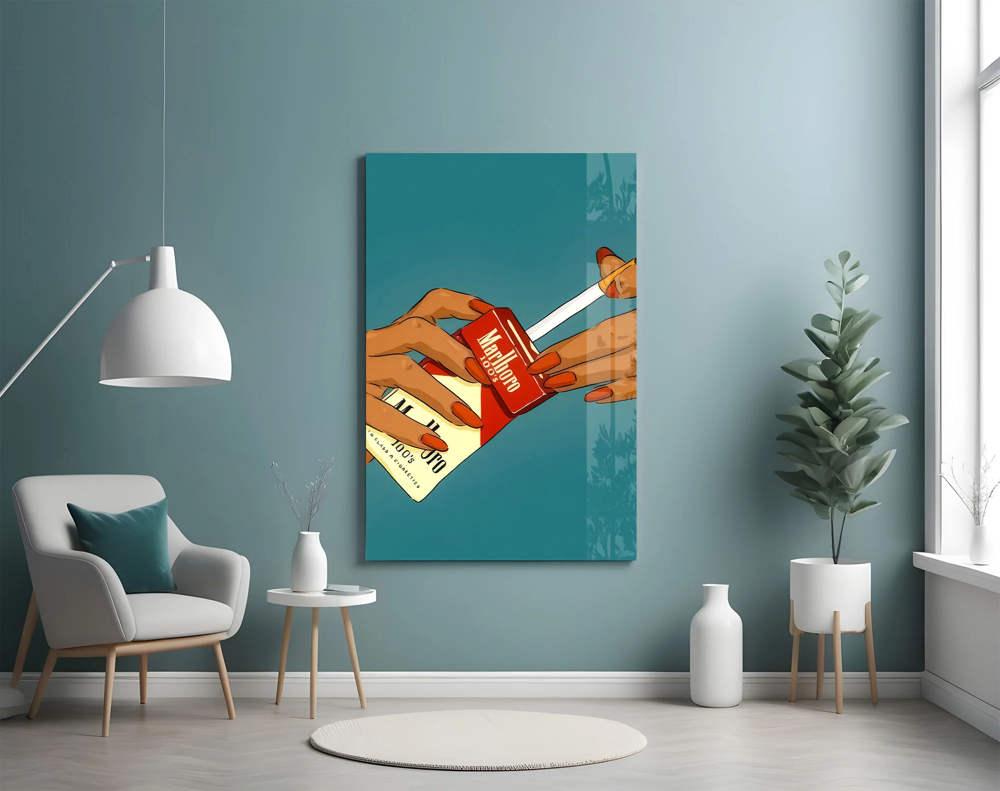 Retro Red Cigarette Pack Glass Wall Art - Image 5