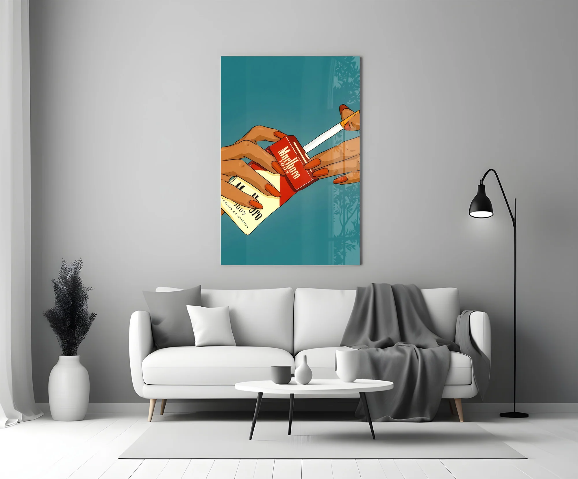 Retro Red Cigarette Pack Glass Wall Art - Image 6