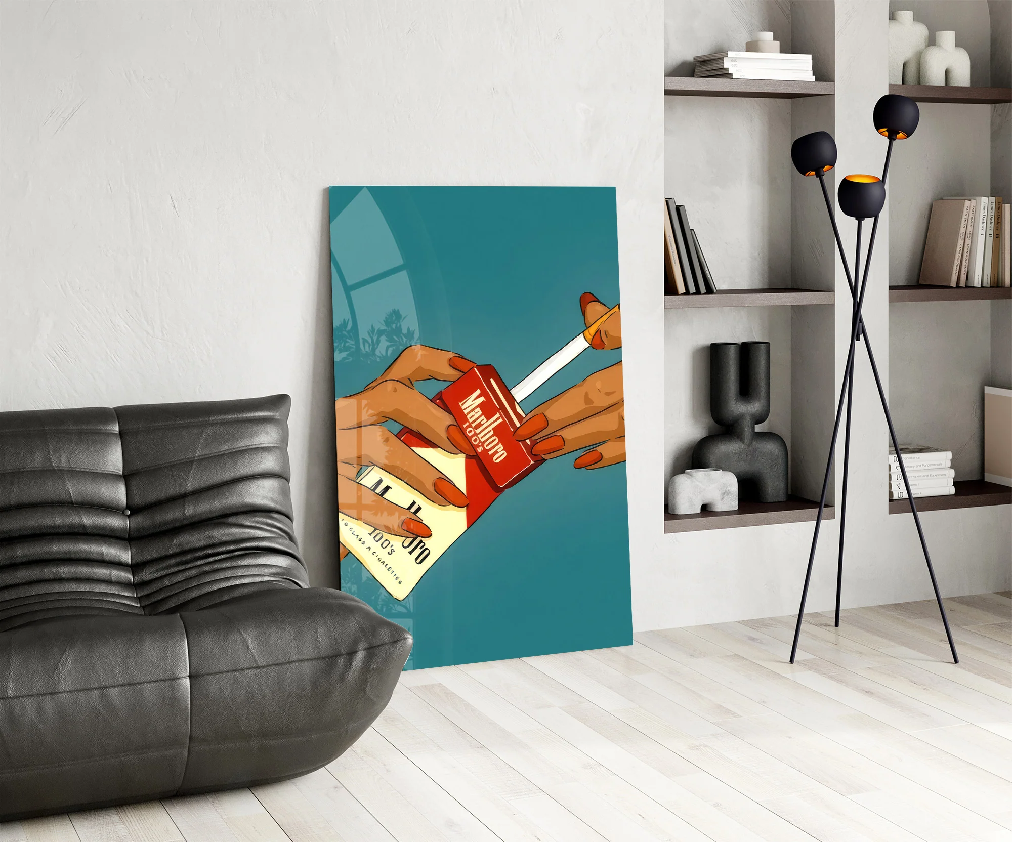 Retro Red Cigarette Pack Glass Wall Art - Image 7
