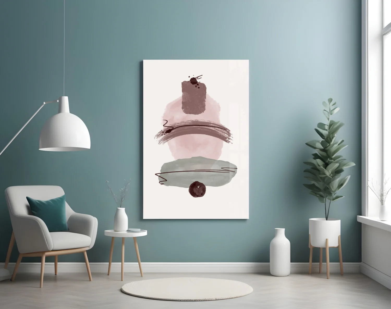 Mauve Pink Sage Stacked Blobs Glass Wall Art - Image 5