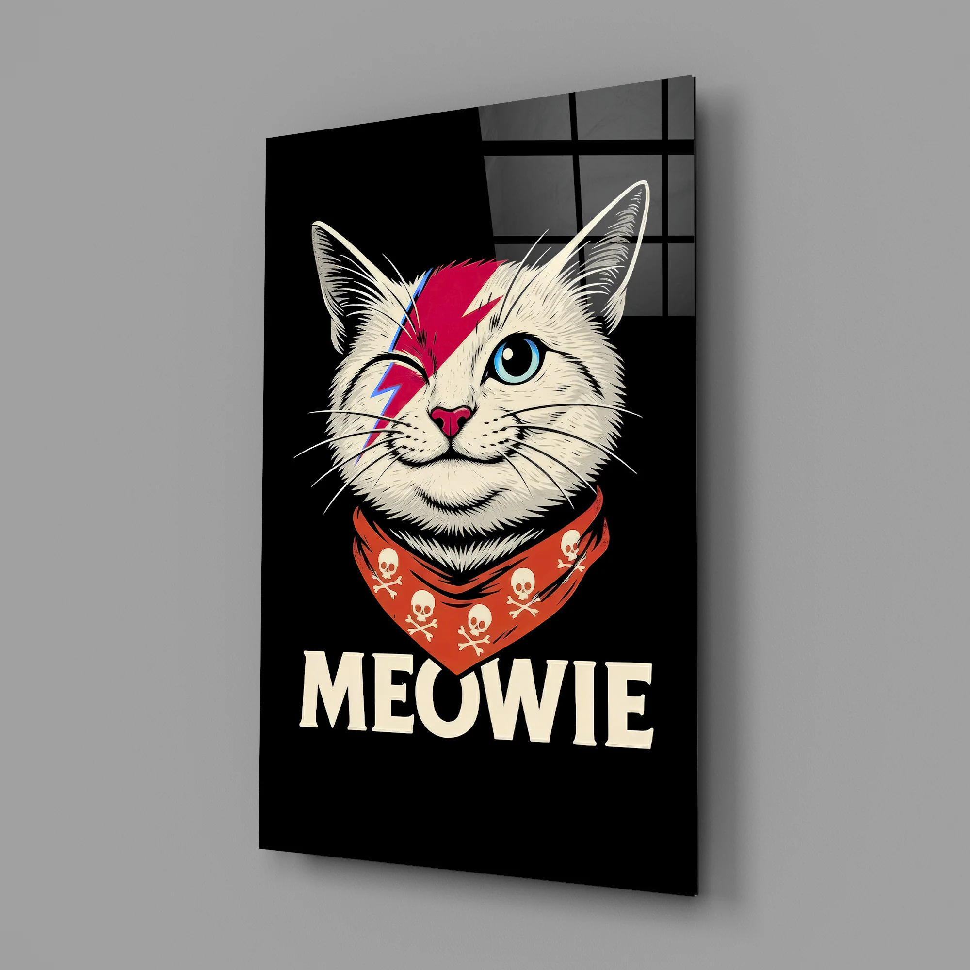 Glam Rock Lightning Cat Glass Wall Art - Image 3