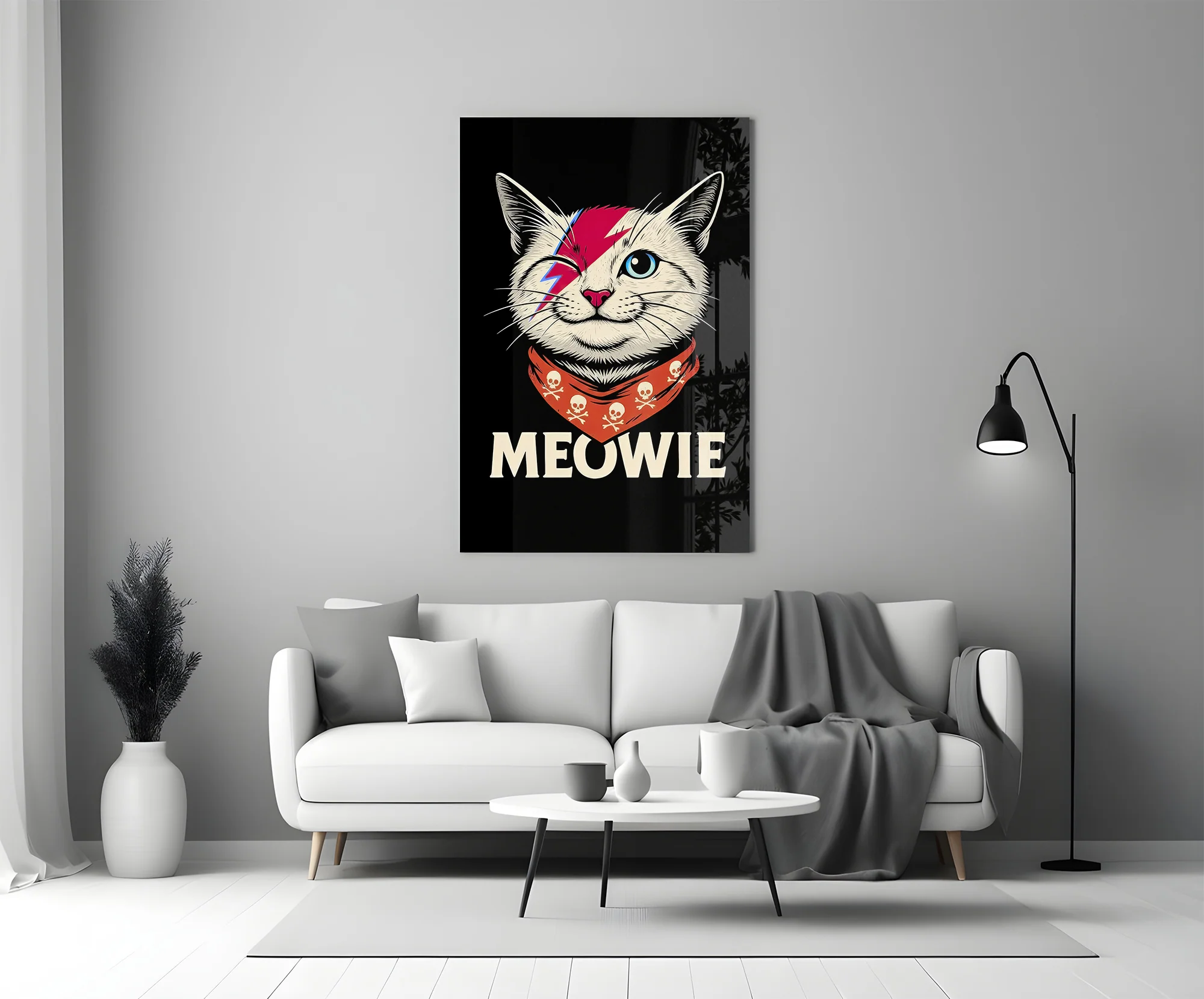 Glam Rock Lightning Cat Glass Wall Art - Image 6