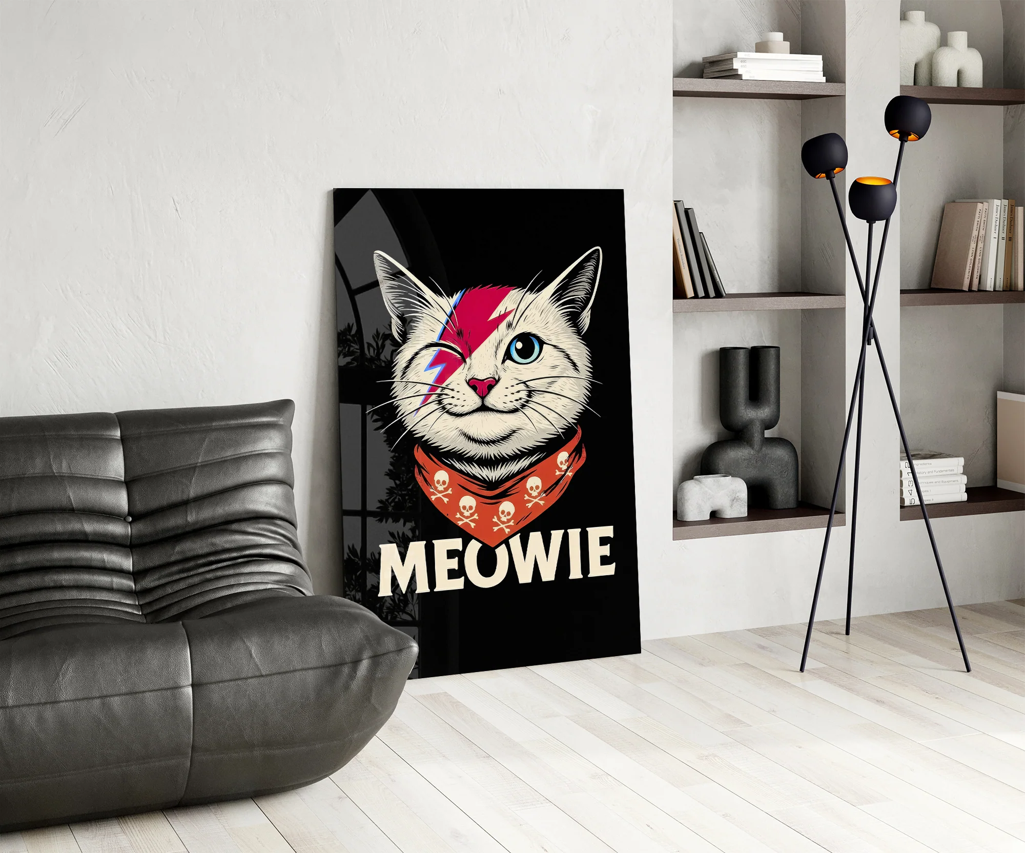 Glam Rock Lightning Cat Glass Wall Art - Image 7
