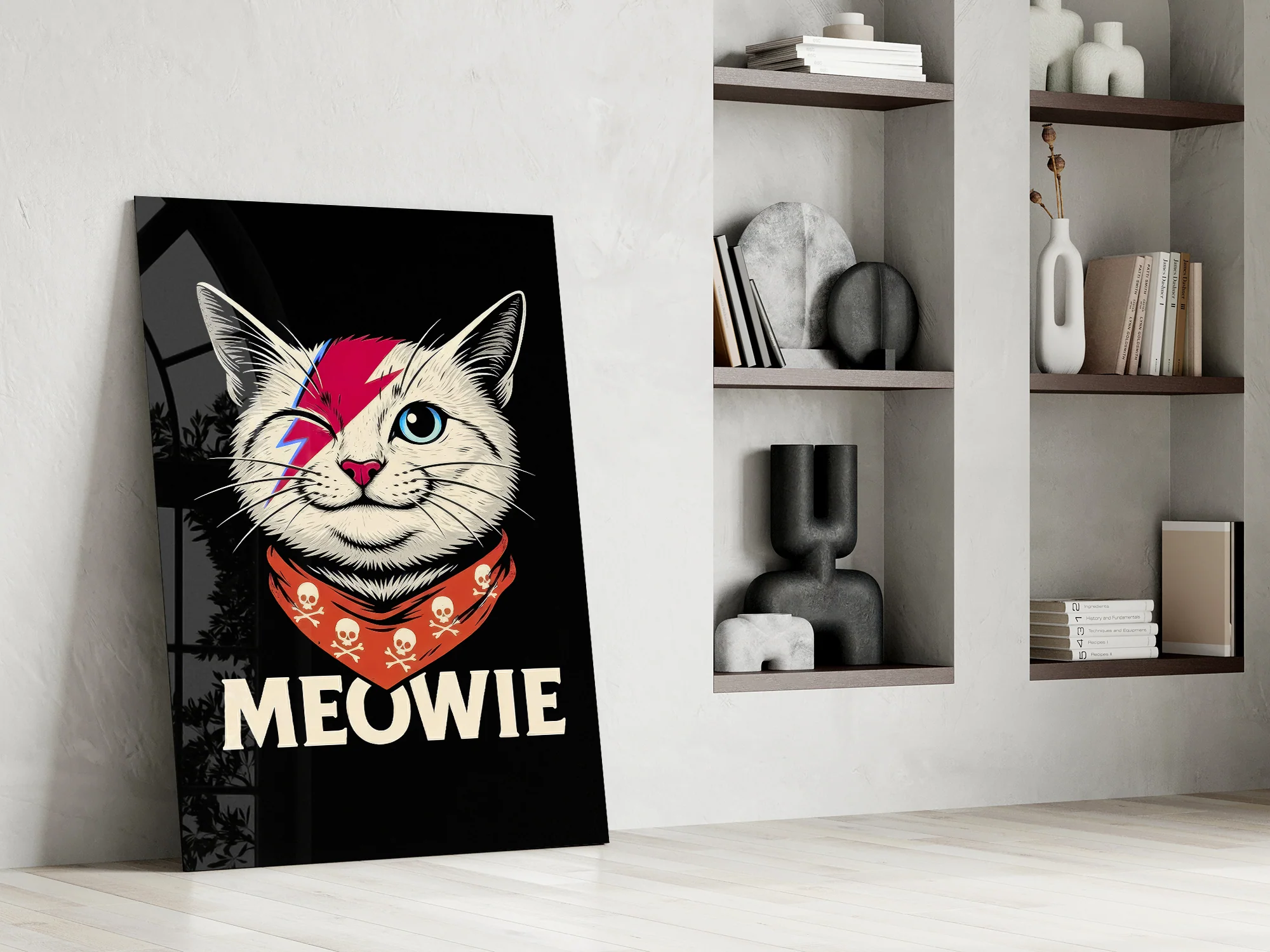 Glam Rock Lightning Cat Glass Wall Art - Image 8