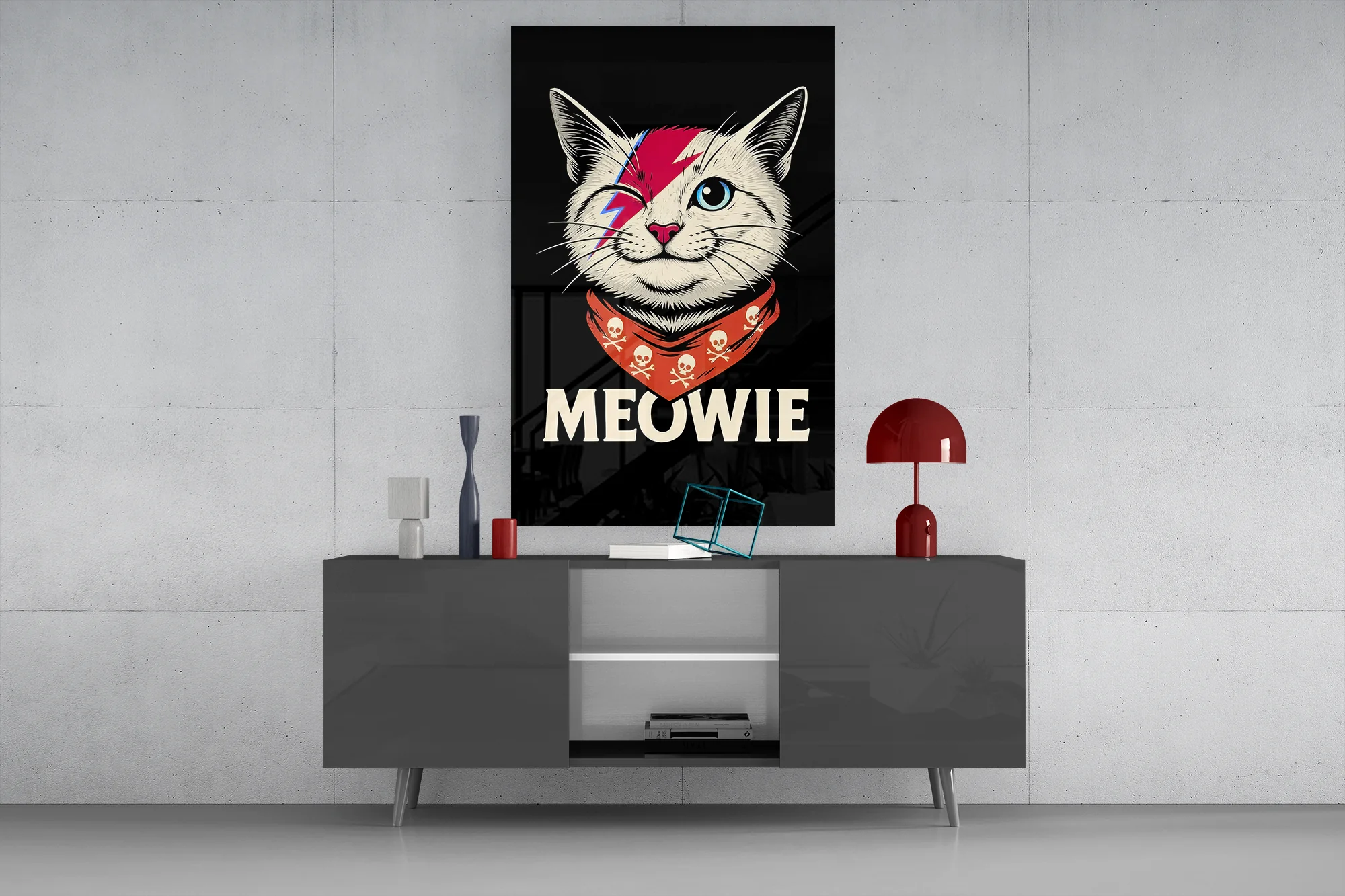 Glam Rock Lightning Cat Glass Wall Art - Image 9