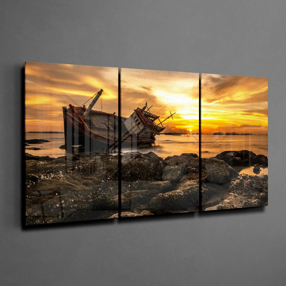 Abandoned Boat Mega Glass Wall Art - Image 2