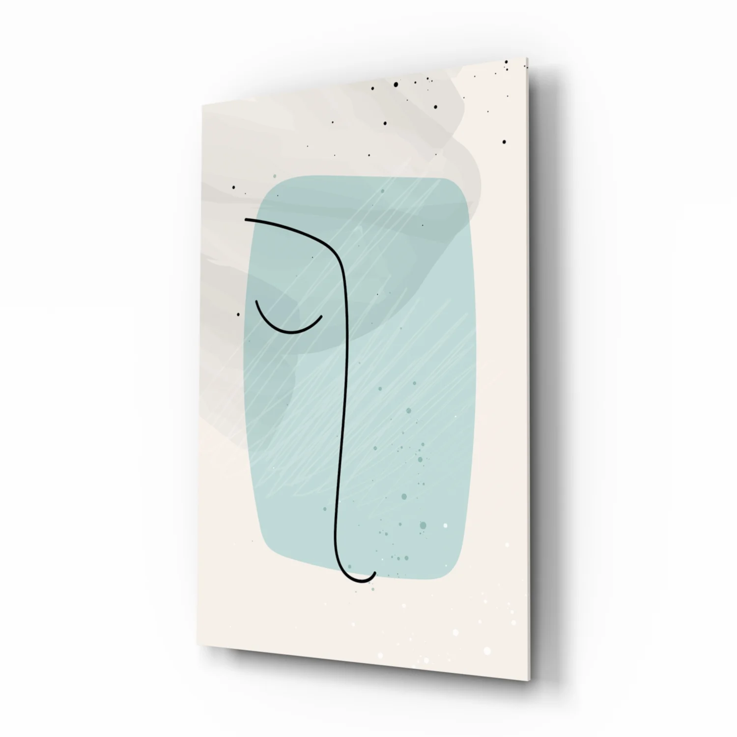 Mint Blob Minimal Line Face Glass Wall Art - Image 2