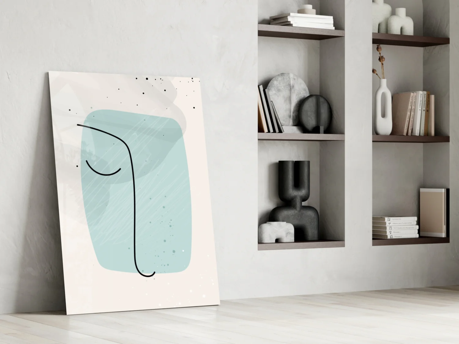 Mint Blob Minimal Line Face Glass Wall Art - Image 7