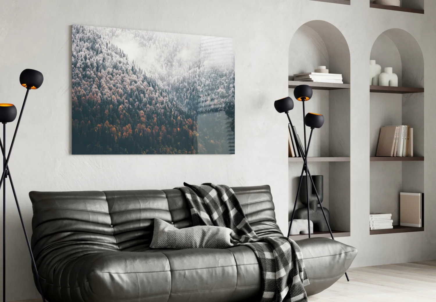 Misty Autumn Forest Slope Glass Wall Art - Image 4