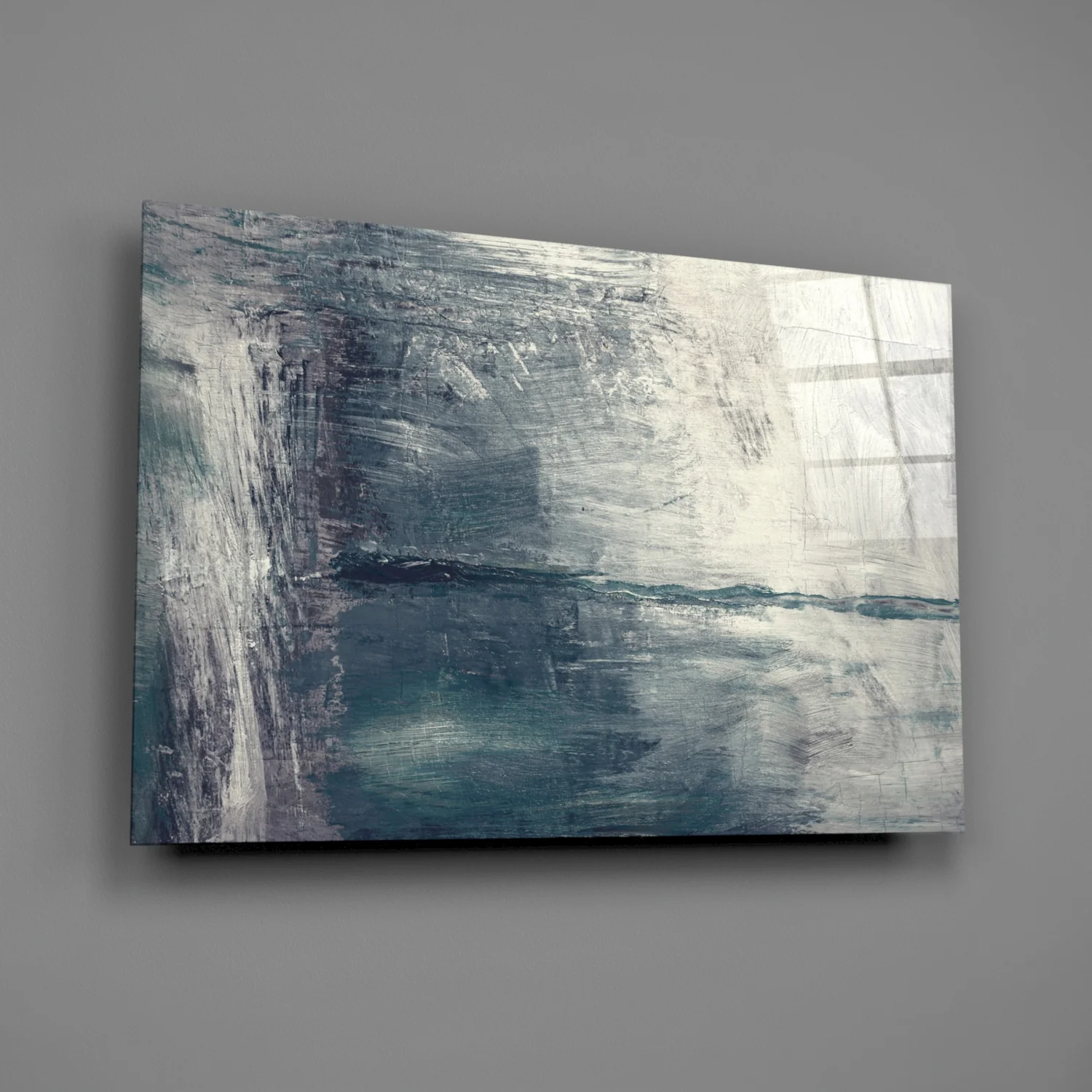 Misty Blue Gray Seascape Glass Wall Art - Image 2