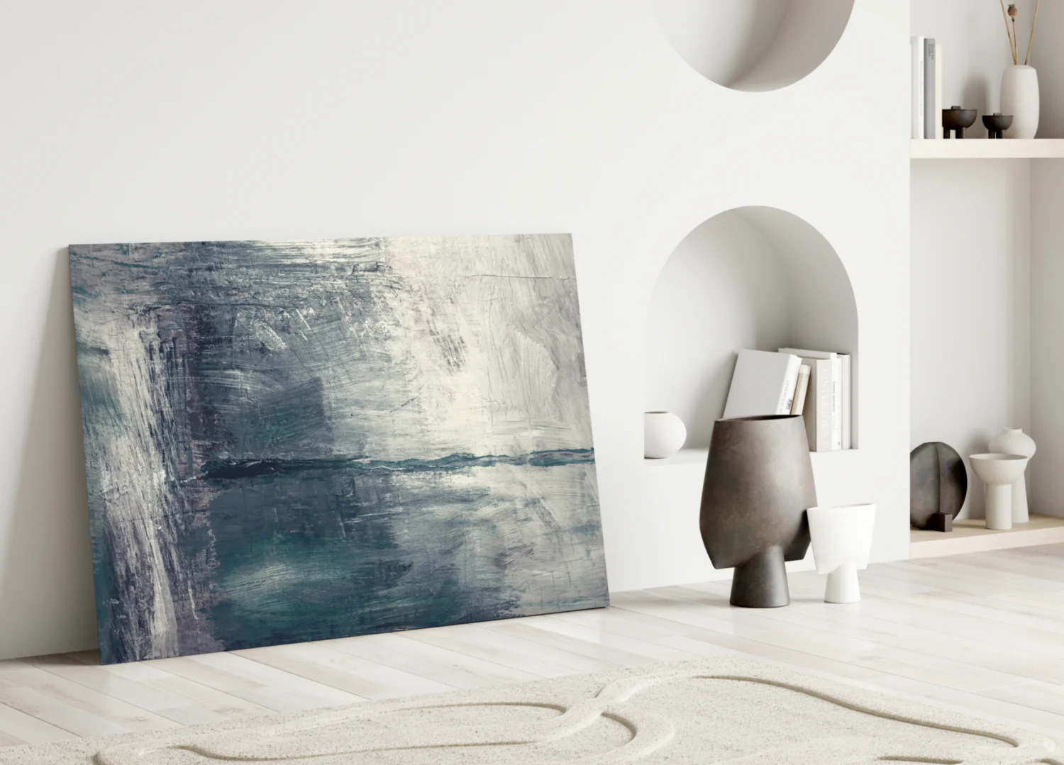 Misty Blue Gray Seascape Glass Wall Art - Image 3