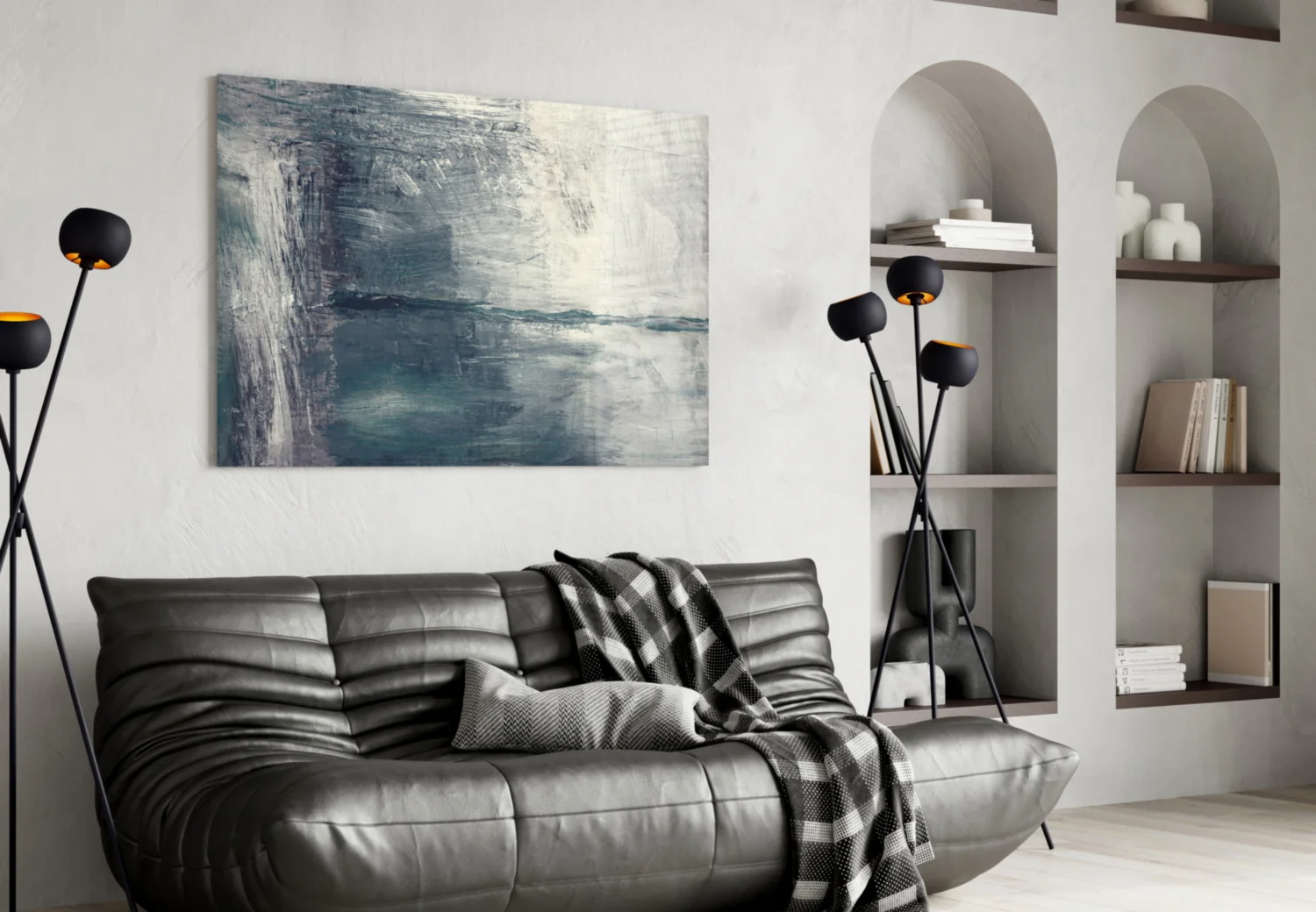 Misty Blue Gray Seascape Glass Wall Art - Image 4