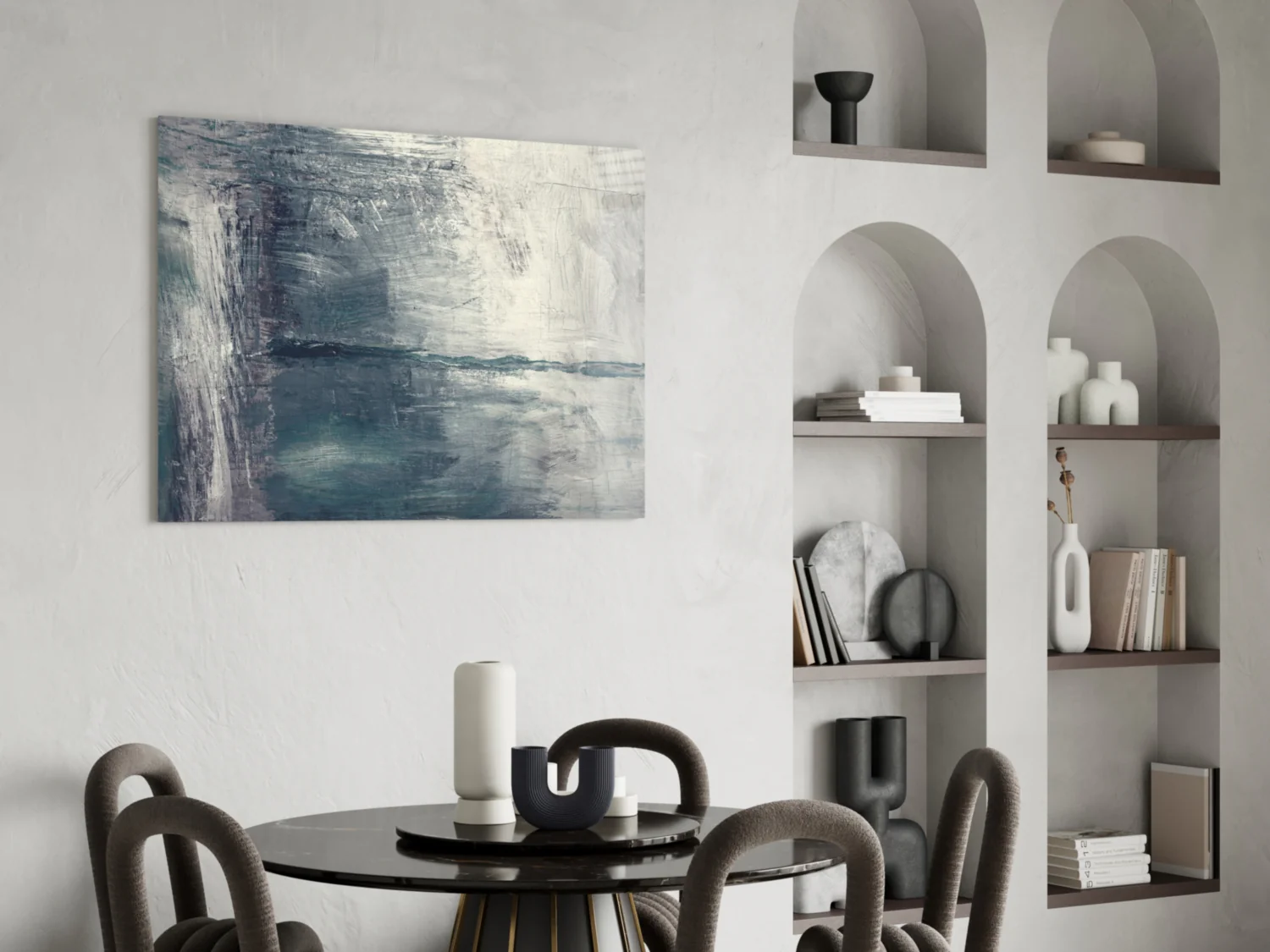 Misty Blue Gray Seascape Glass Wall Art - Image 5
