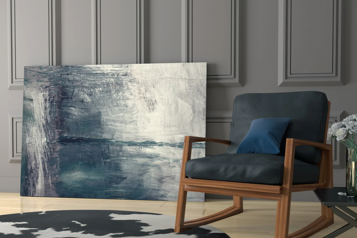 Misty Blue Gray Seascape Glass Wall Art - Image 6