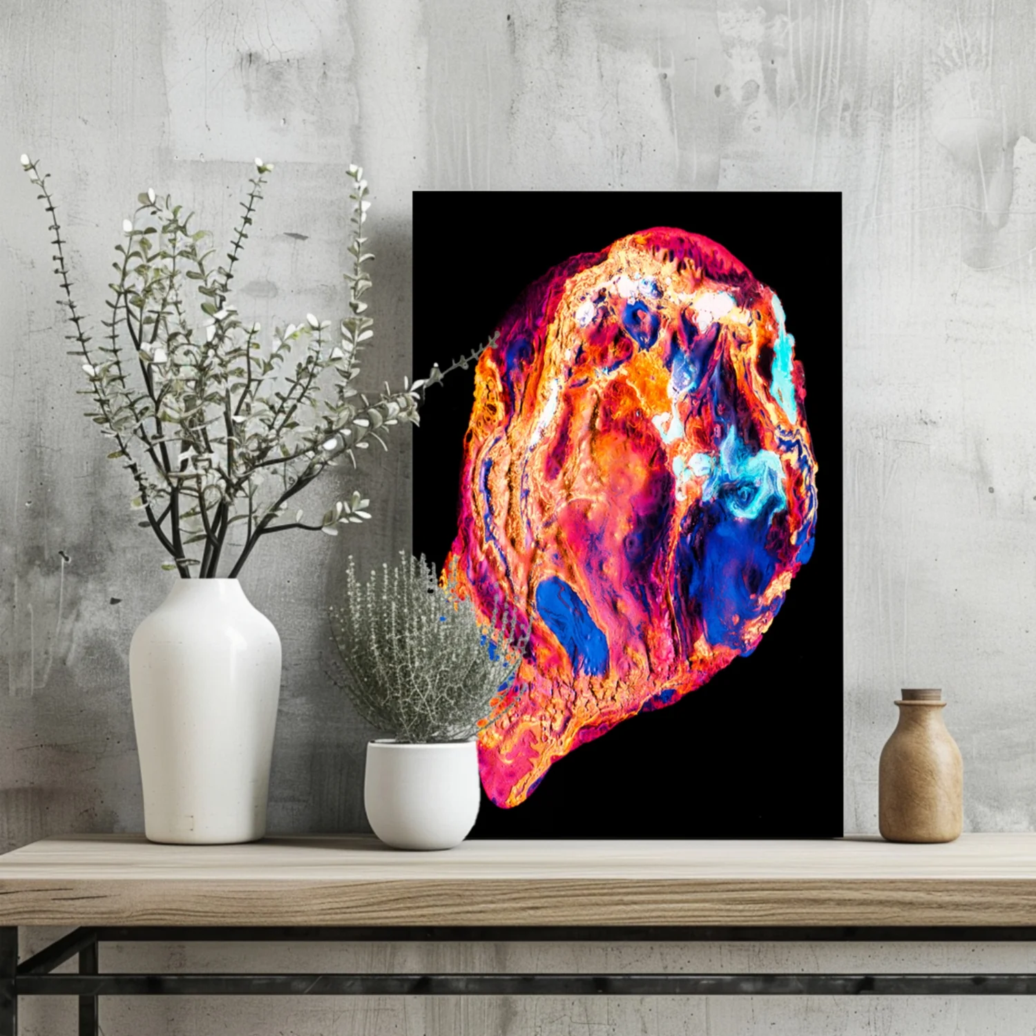 Molten Fire and Blue Abstract Aluminum Print - Image 2