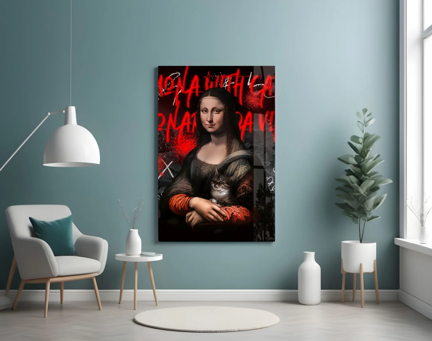 Mona Lisa, The Cat Lover Glass Wall Art || Designer Collection - Image 4
