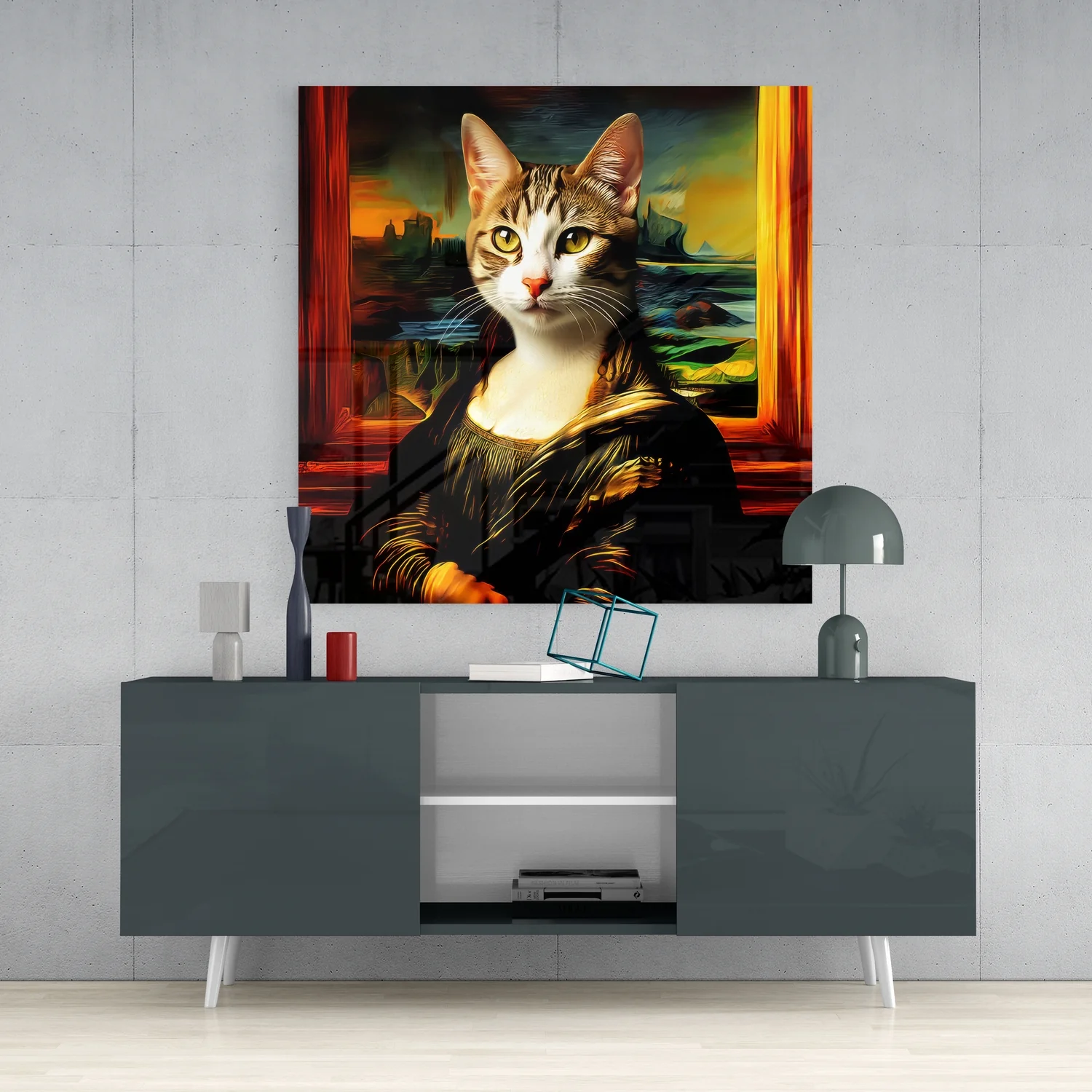 Monalisa Cat Glass Wall Art - Image 4