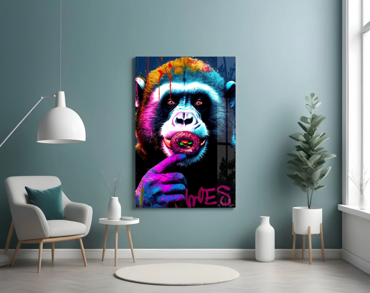 Monkey Kiss Glass Wall Art || Designer Collection - Image 4