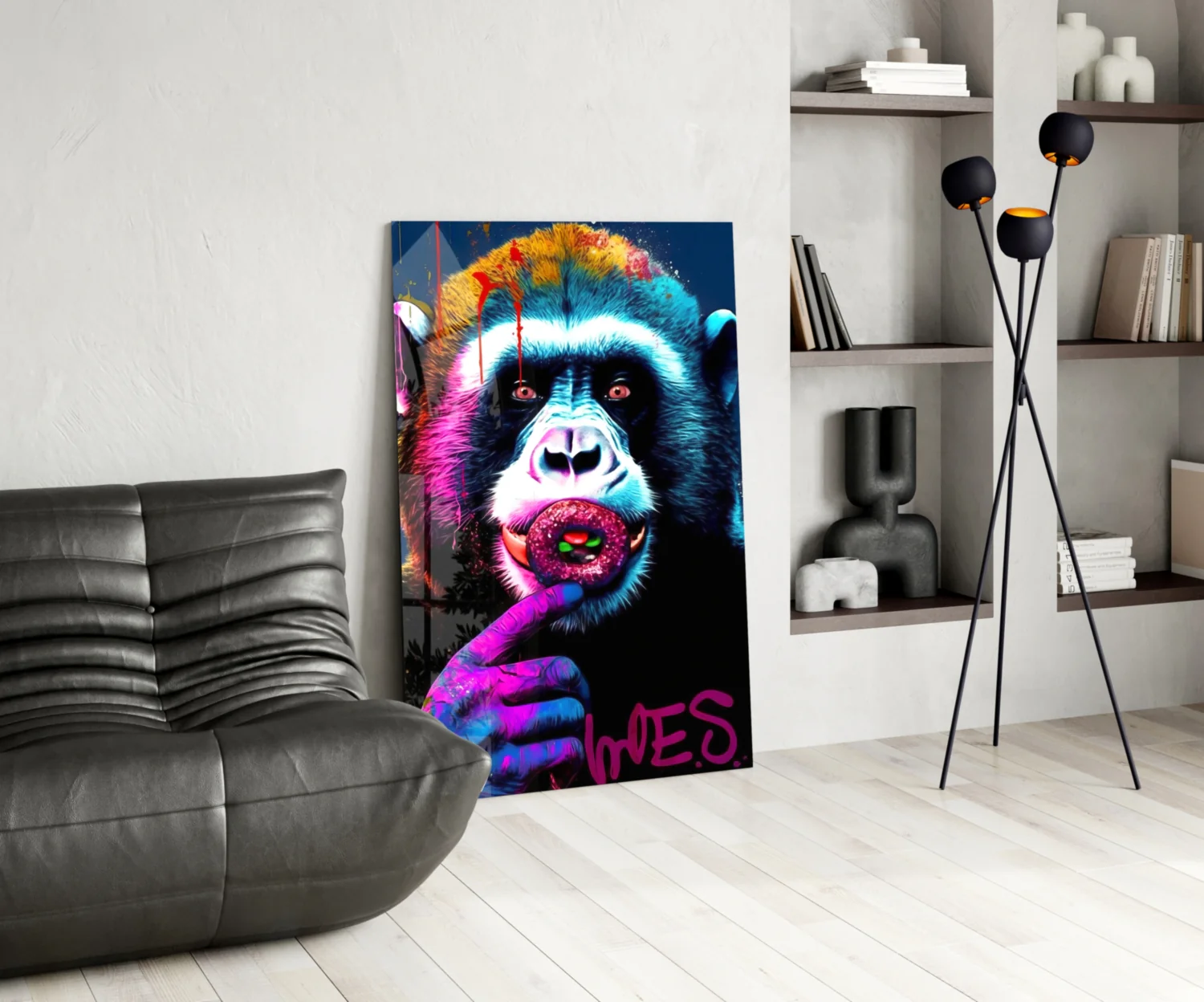 Monkey Kiss Glass Wall Art || Designer Collection - Image 5
