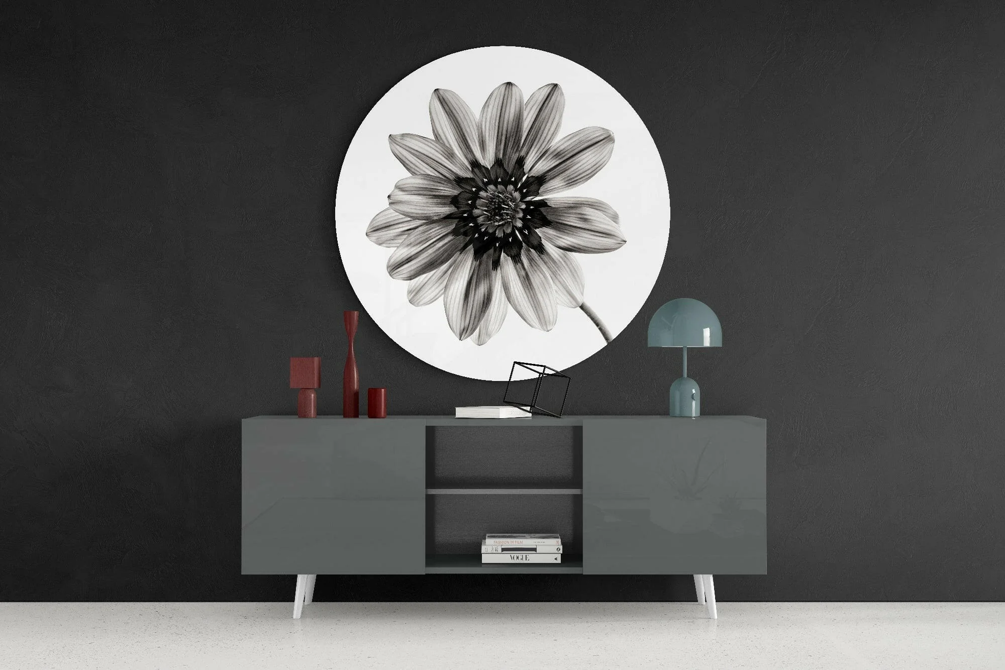 Monochrome Gazania Daisy Glass Wall Art - Image 4