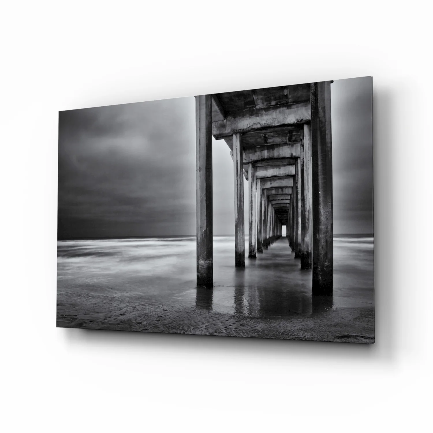 Moody Under Pier Perspective Glass Wall Art - Image 2