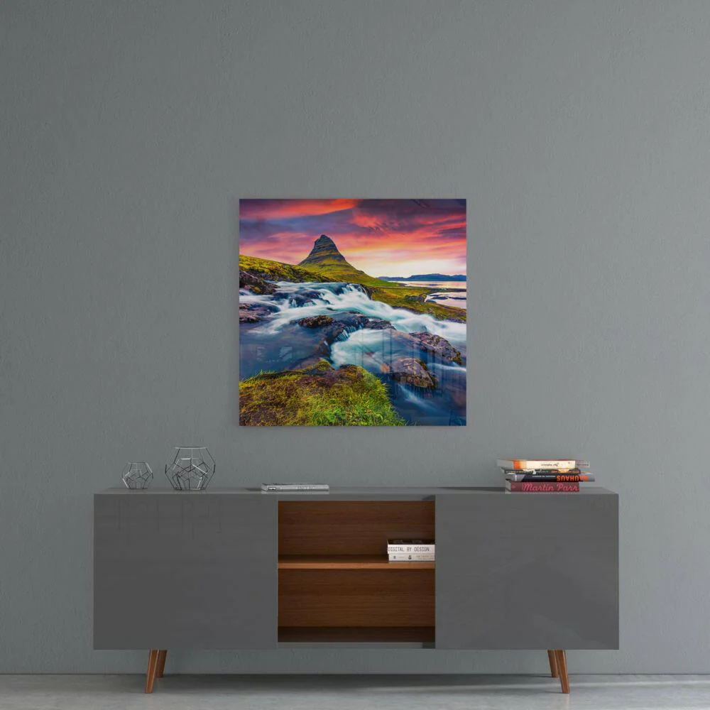 Mountain River Landscape Glass Wall Art - Image 4
