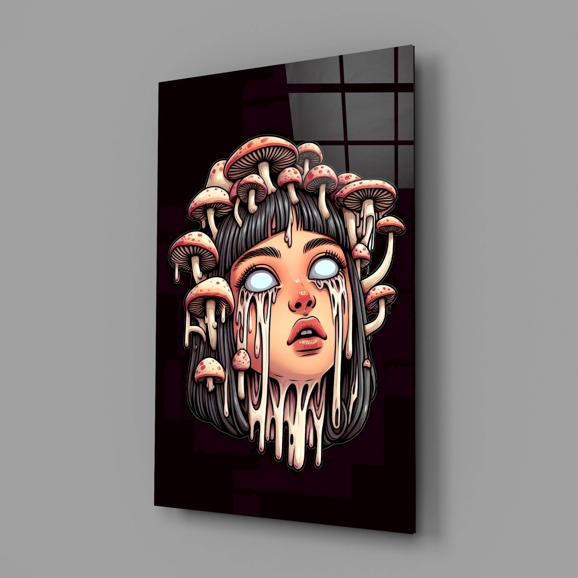 Mushroom Head Glass Wall Art - Image 3