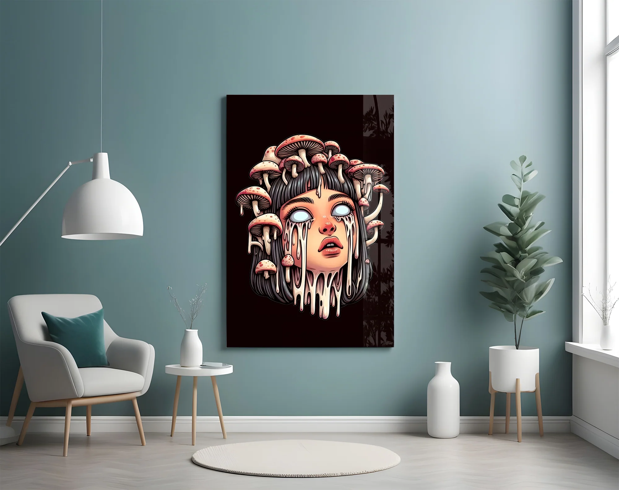 Mushroom Head Glass Wall Art - Image 5