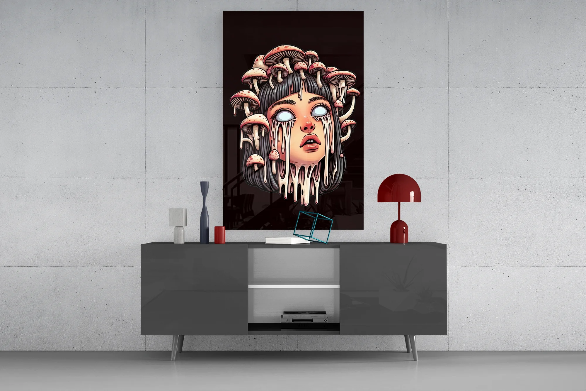 Mushroom Head Glass Wall Art - Image 9