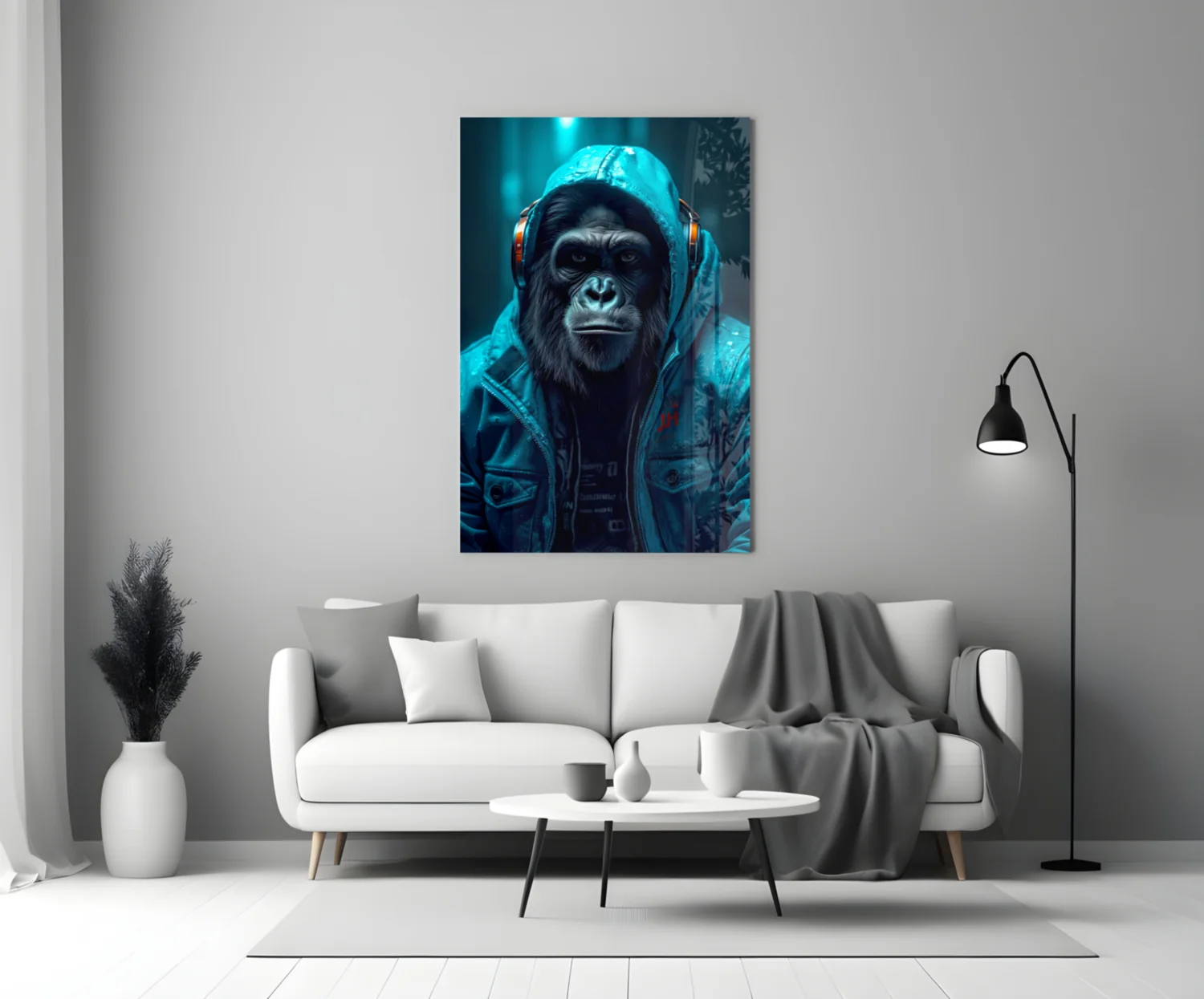 Music and the Ape  Glass Wall Art || Designer Collection - Image 3