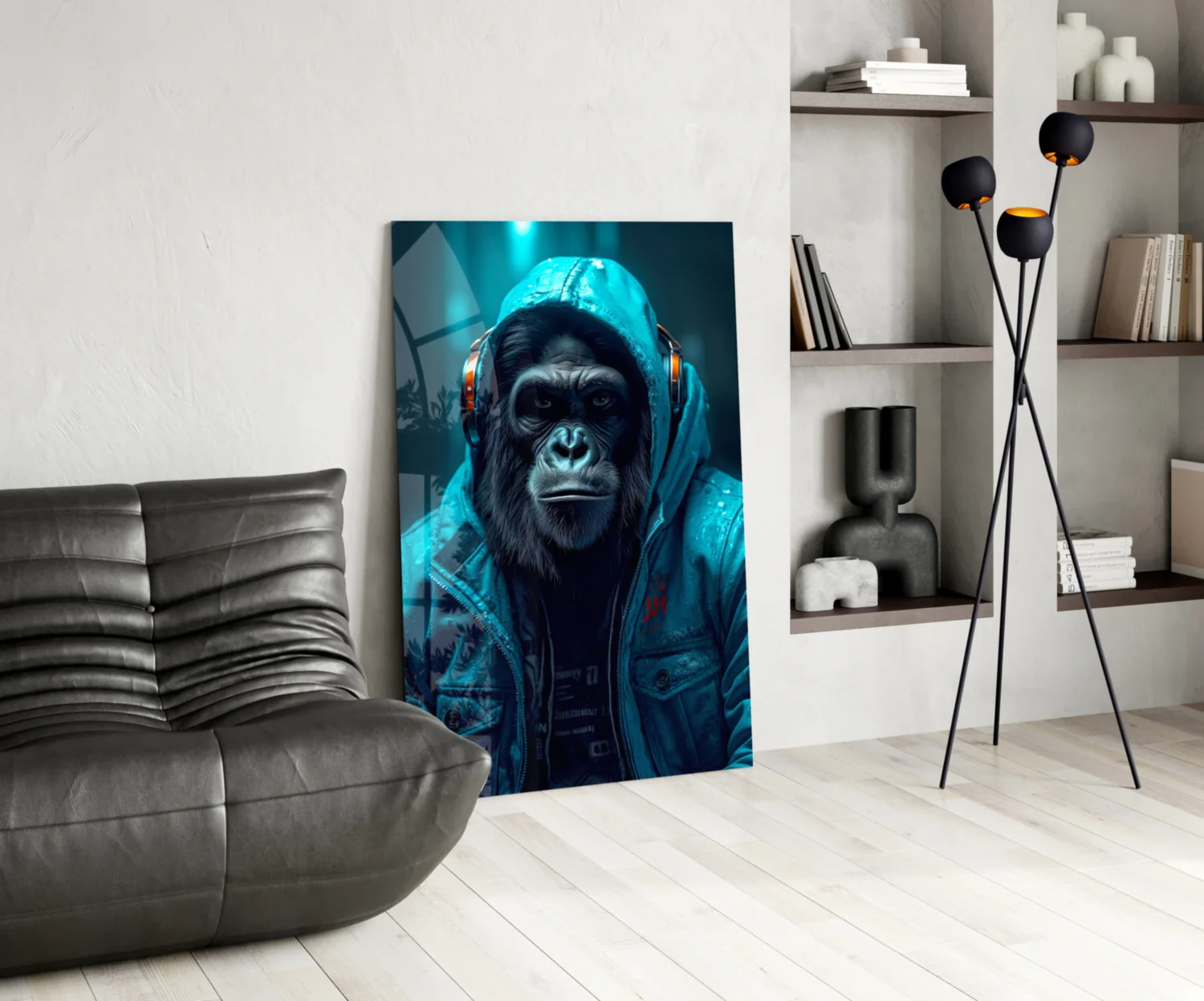 Music and the Ape  Glass Wall Art || Designer Collection - Image 5