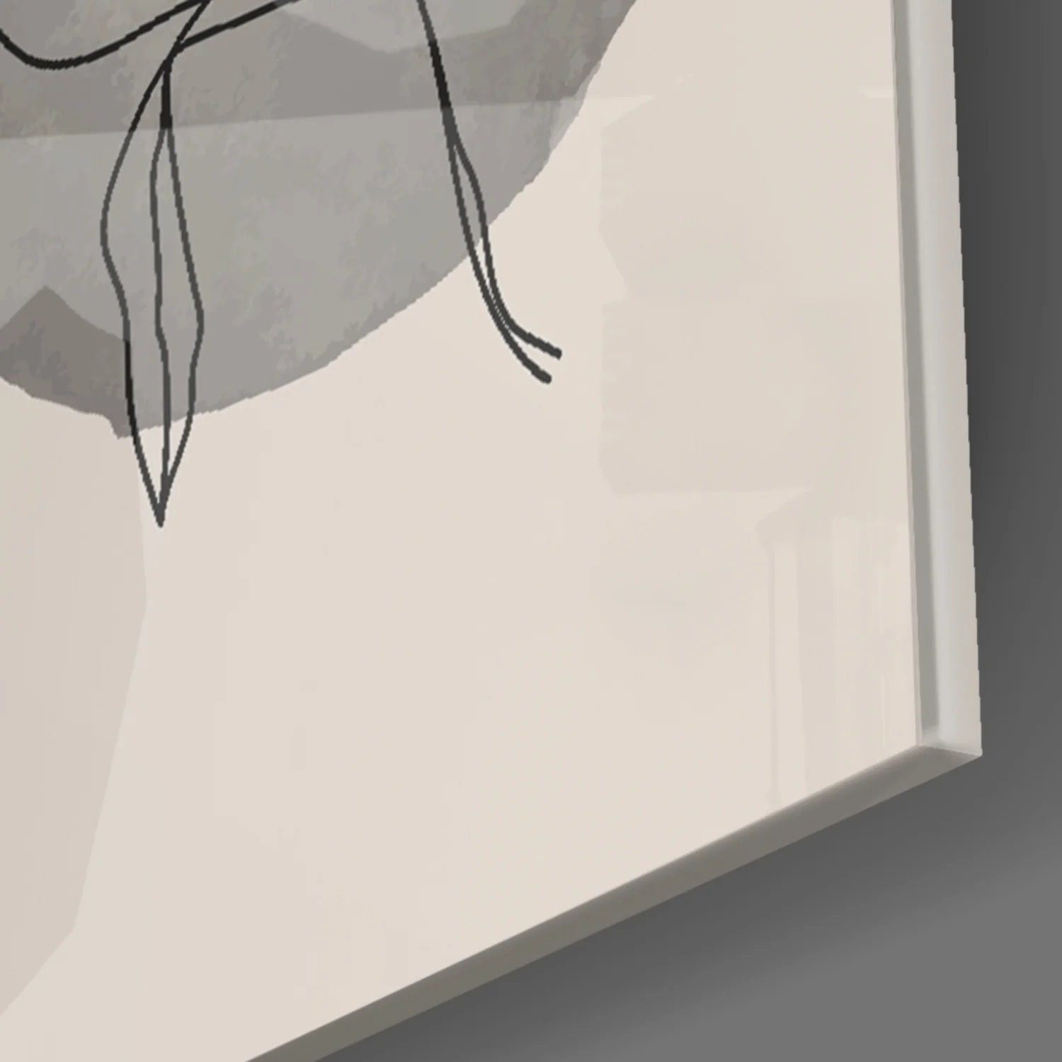 Navy Brush Leaf Grey Circle Glass Wall Art - Image 8