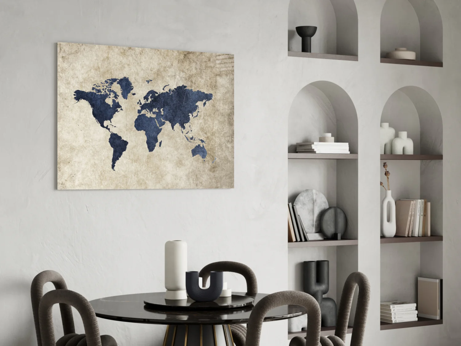Navy Map on Aged Parchment Glass Wall Art - Image 5