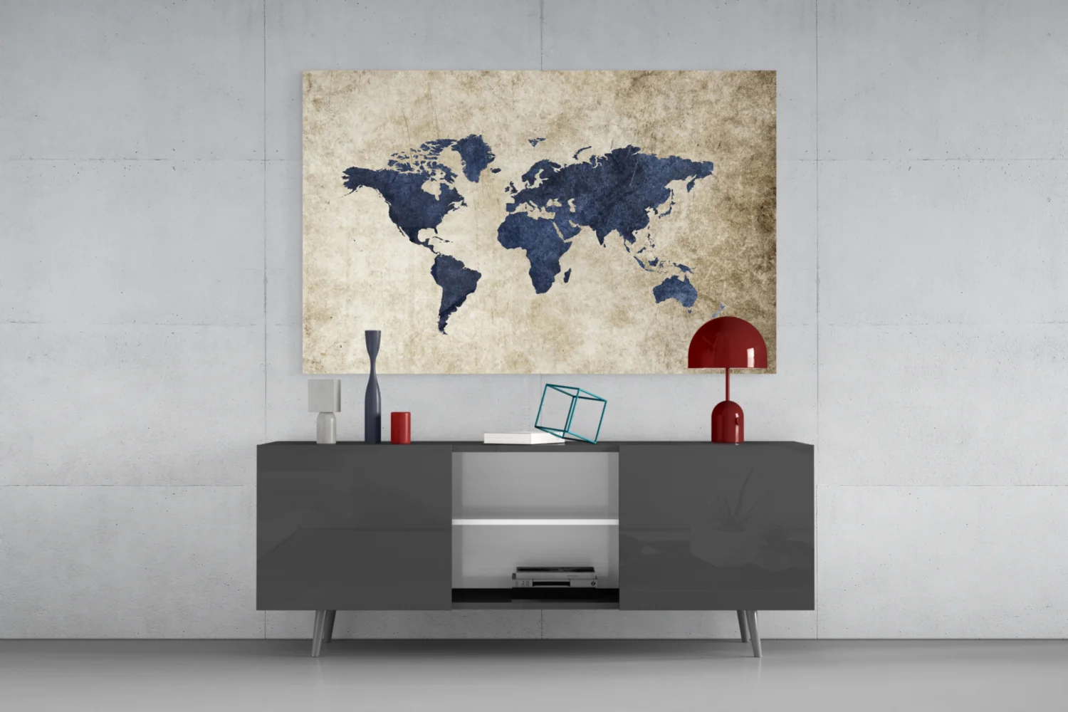 Navy Map on Aged Parchment Glass Wall Art - Image 8